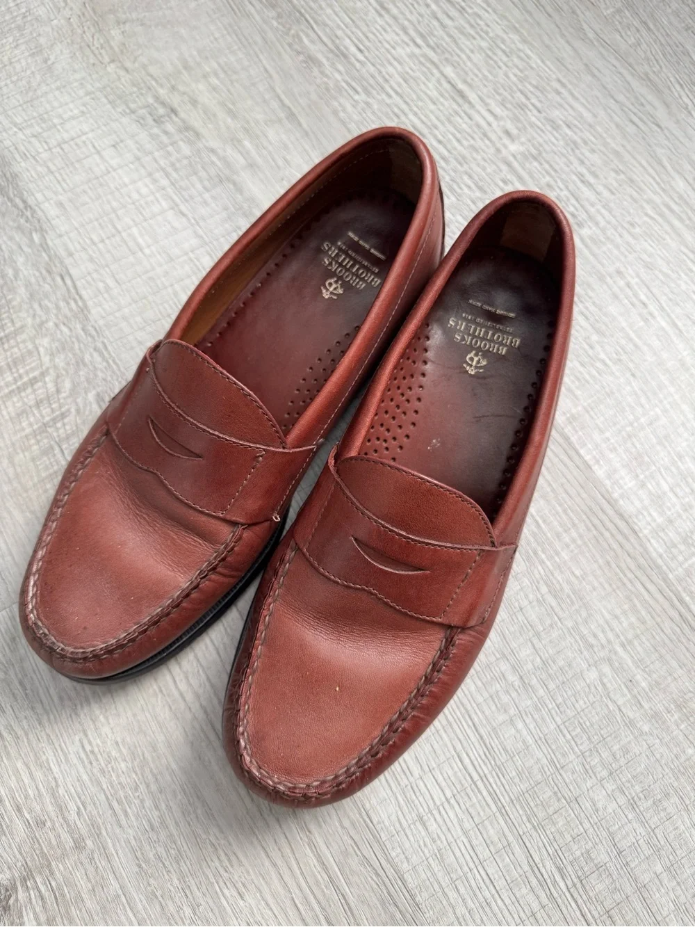 Brooks Brothers Men's Rust Brown Leather Penny Loafers
